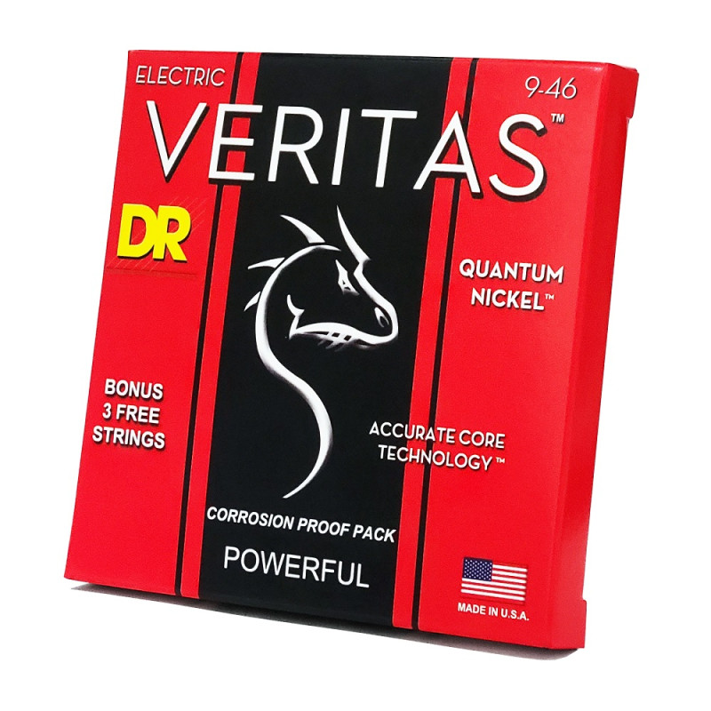 DR STRINGS VERITAS Coated Core Electric Guitar Strings - Light to Medium (9-46) Струни для електрогітари