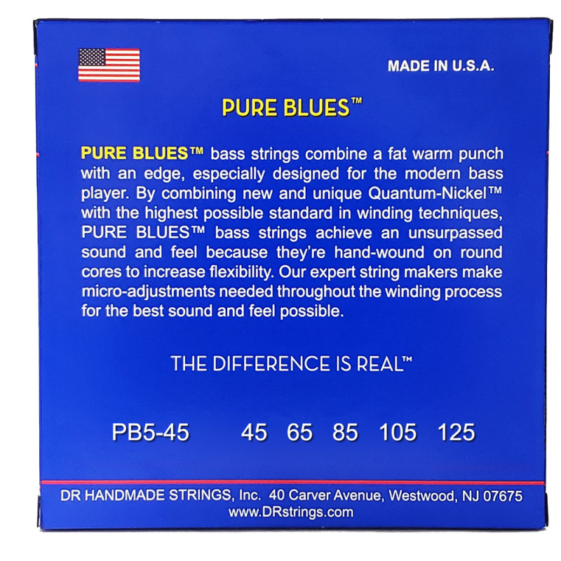 DR Strings PURE BLUES Bass - Medium - 5-string (45-125)