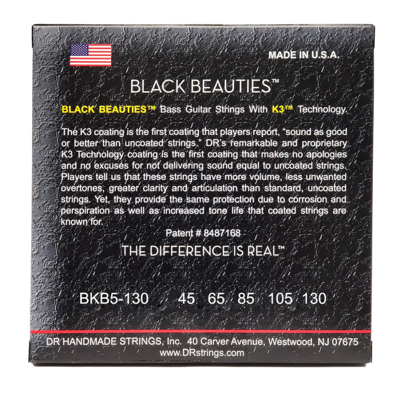 DR STRINGS BLACK BEAUTIES Bass 5-String - Medium (45-130) Струни для бас-гітари