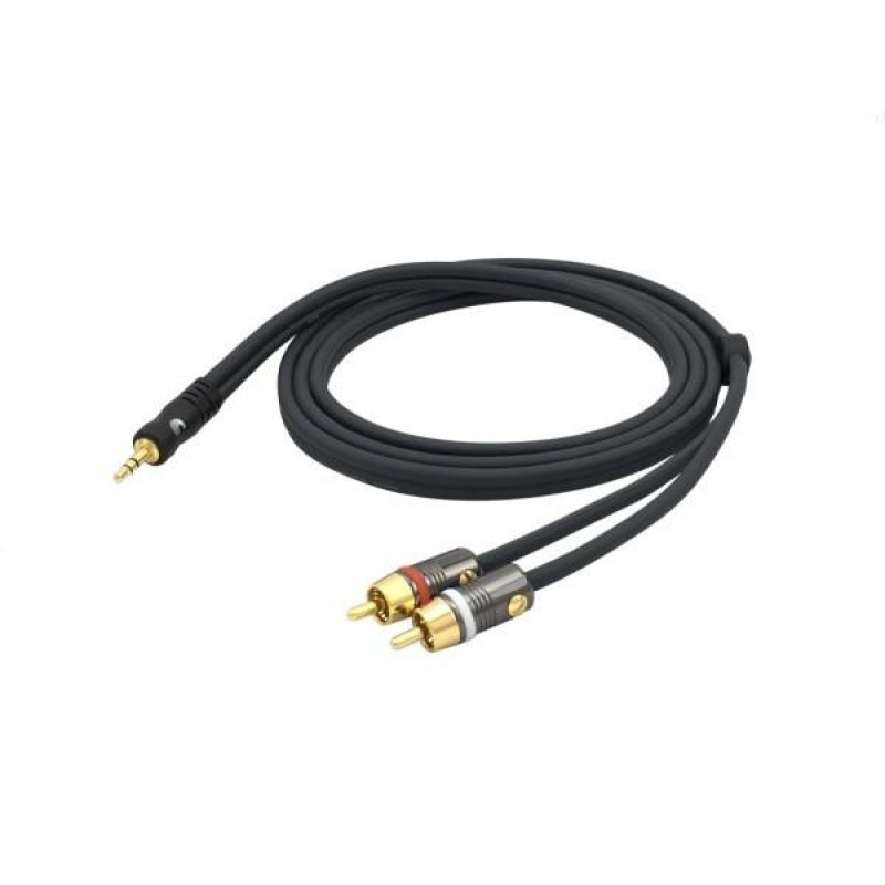 D`ADDARIO PW-MP-05 Custom Series Dual RCA to 3.5 Stereo Mini Jack Cable (1.5m)
