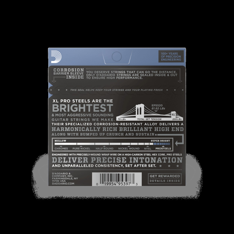 D‘ADDARIO EPS520 XL PROSTEELS SUPER LIGHT (09-42) Струни для бас-гітари