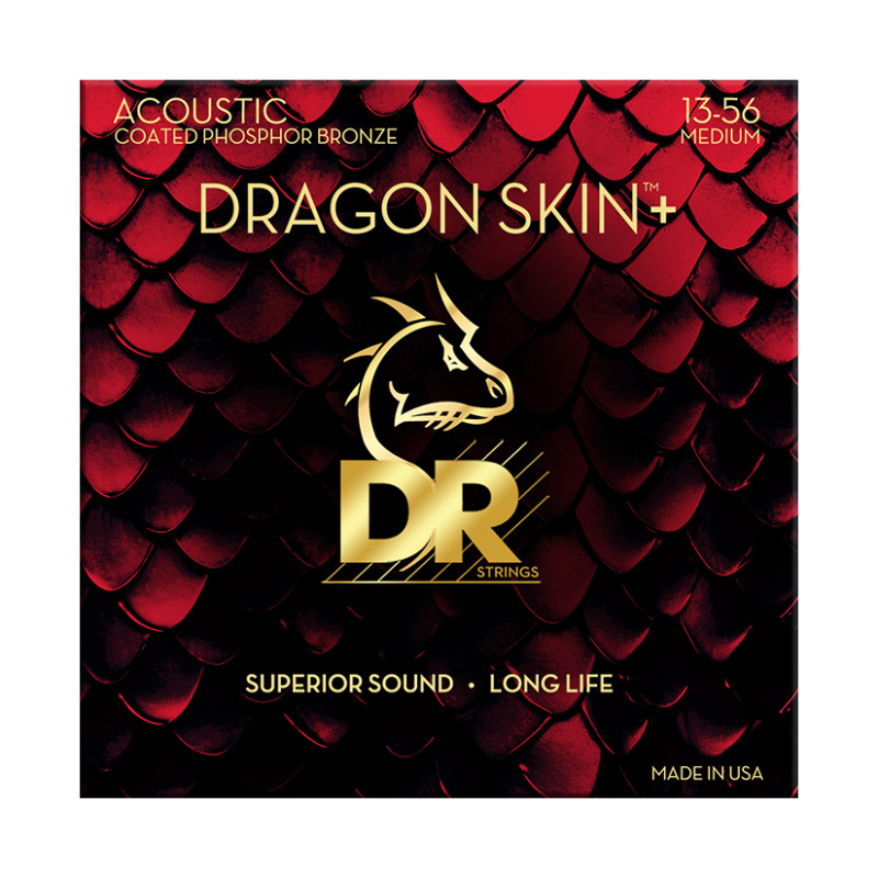 DR STRINGS DRAGON SKIN+ Acoustic Phosphor Bronze - Medium (13-56) Струни для акустичної гітари