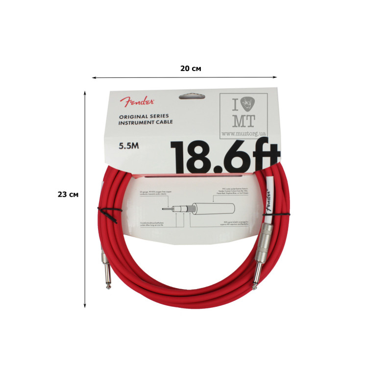 FENDER CABLE ORIGINAL SERIES 18.6' FIESTA RED Кабель інструментальний