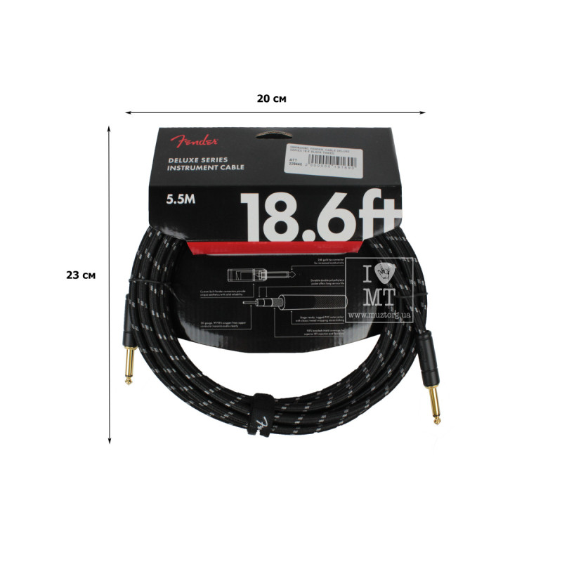 FENDER CABLE DELUXE SERIES 18.6' BLACK TWEED Кабель інструментальний