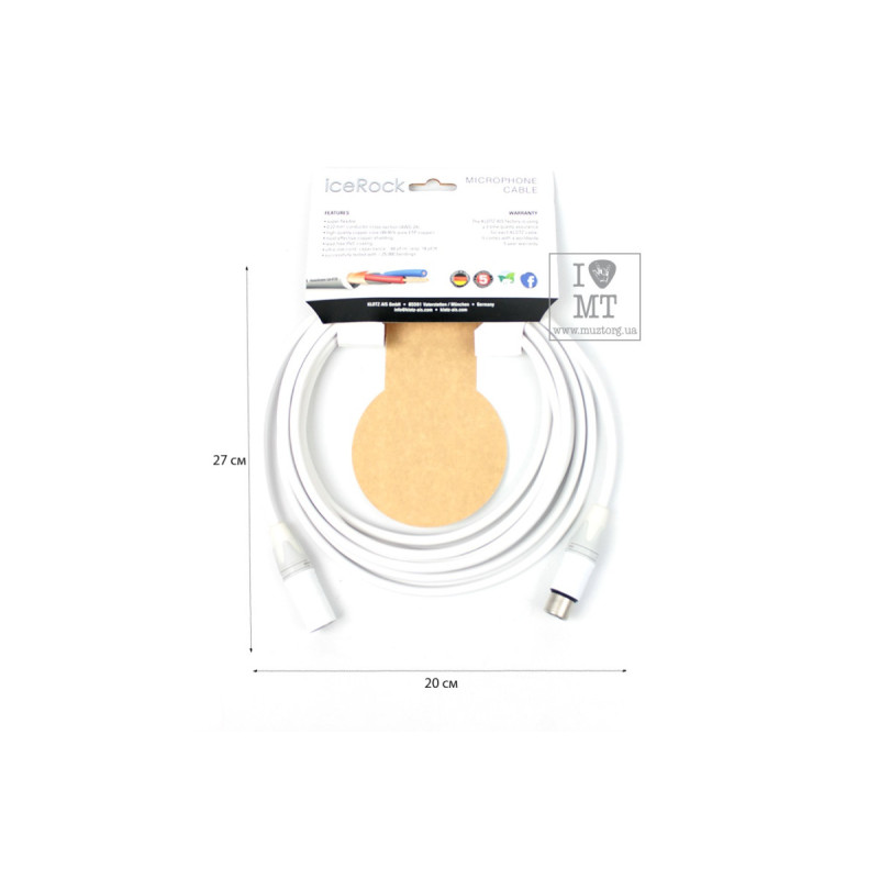 KLOTZ ICE ROCK MIC CABLE WHITE 5 M Кабель мікрофонний