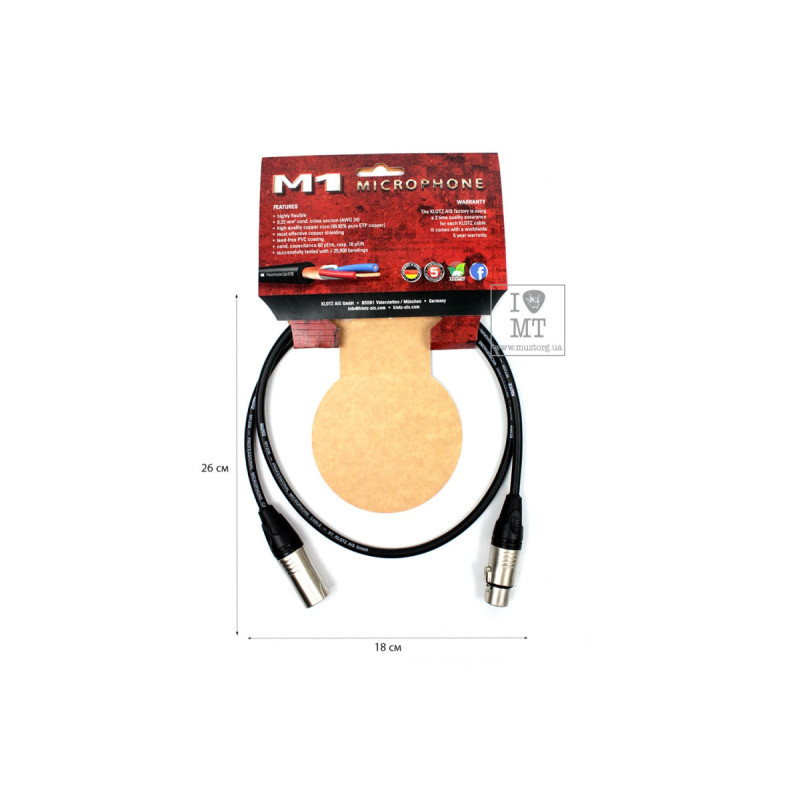 Кабель мікрофонний KLOTZ M1 PRIME MICROPHONE CABLE 1 M
