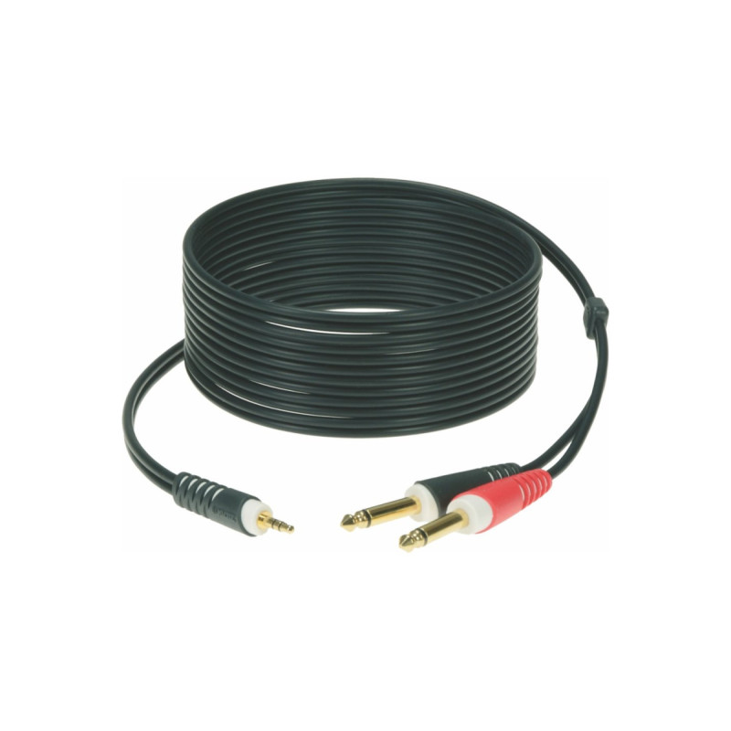 Кабель комутаційний KLOTZ AY5 Y-CABLE STEREO MINI JACK - 2xJACK MONO BLACK 6 M