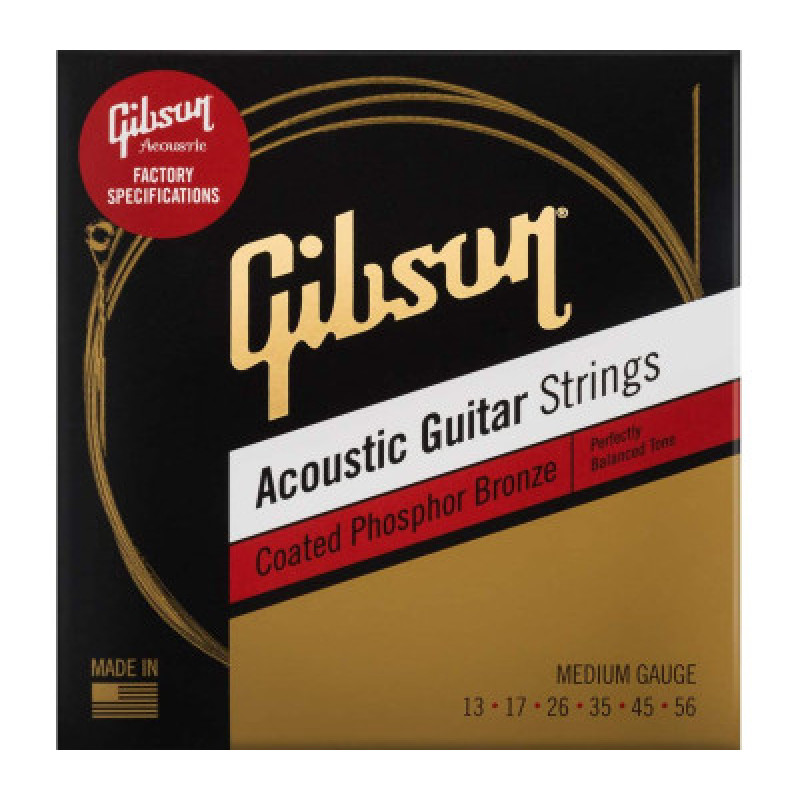 Струни для акустичних гітар GIBSON SAG-CPB13 COATED PHOSPHOR BRONZE ACOUSTIC GUITAR STRINGS 13-56 MEDIUM