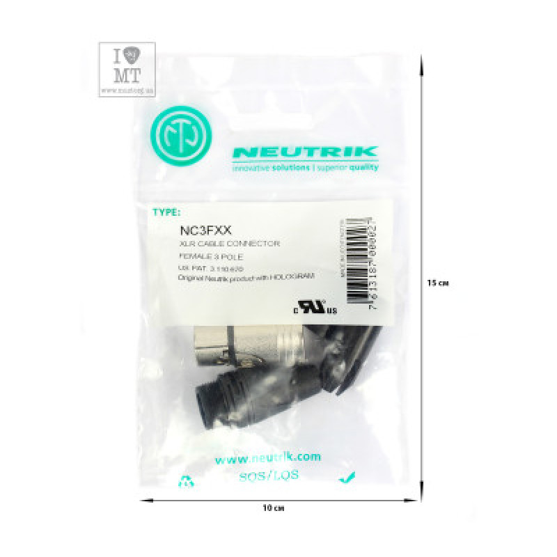 Конектор XLR 3-pin female (мама) QUIK LOK NC354 Neutrik NC3FXX