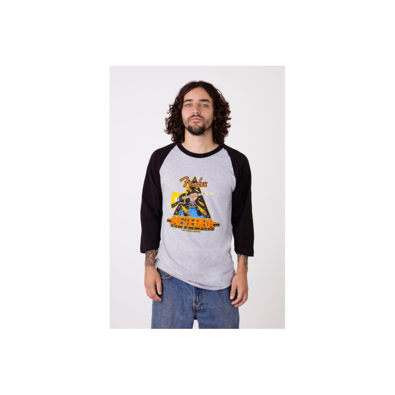 FENDER RAGLAN METEORA GRAY BLACK XXL Лонгслів
