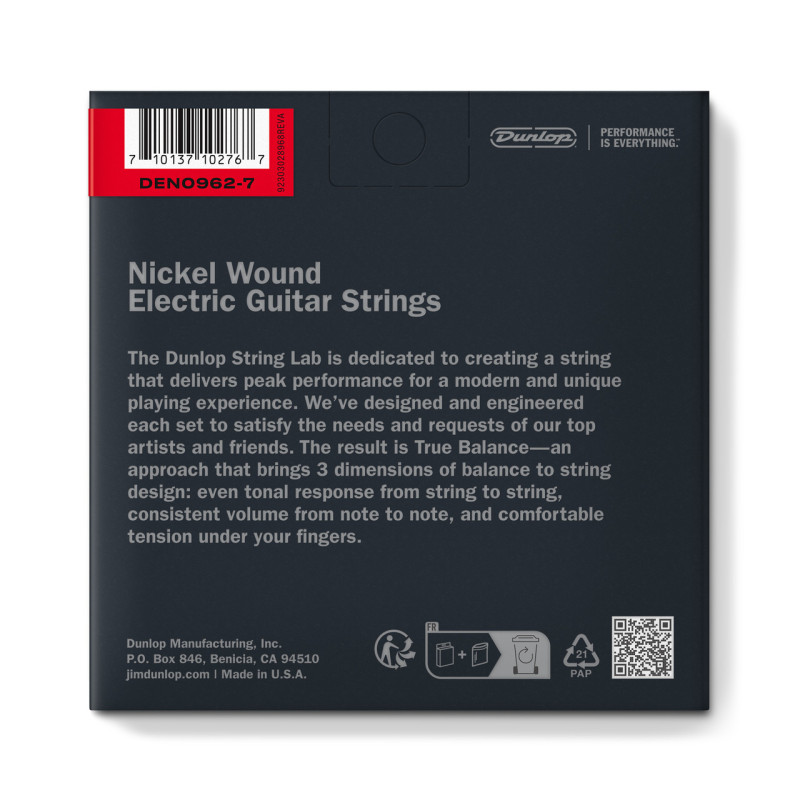 DUNLOP DEN09627 NICKEL WOUND ELECTRIC GUITAR STRINGS 09-62 | 7-STRING Струни для електрогітари