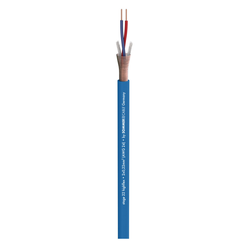 SOMMER CABLE 200-0002 Microphone Cable Stage 22 Highflex; 2 x 0,22 mm²; PVC Ø 6,40 mm; blue