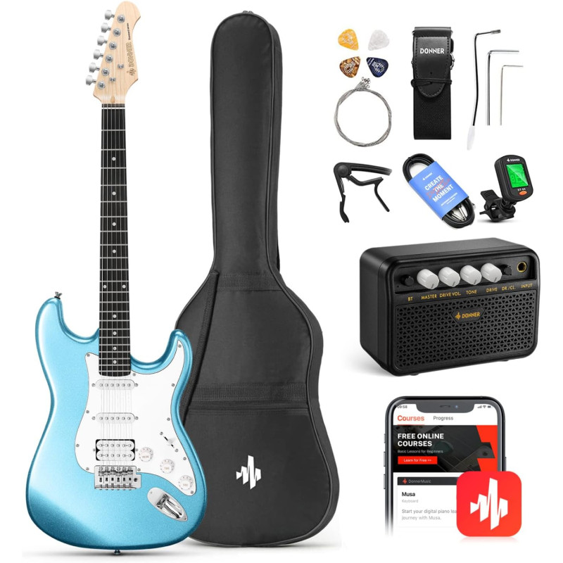 DONNER MUSIC DST-100 Sunburst Electric Guitar Kit Lake Blue EC1168 Электрогитара набор