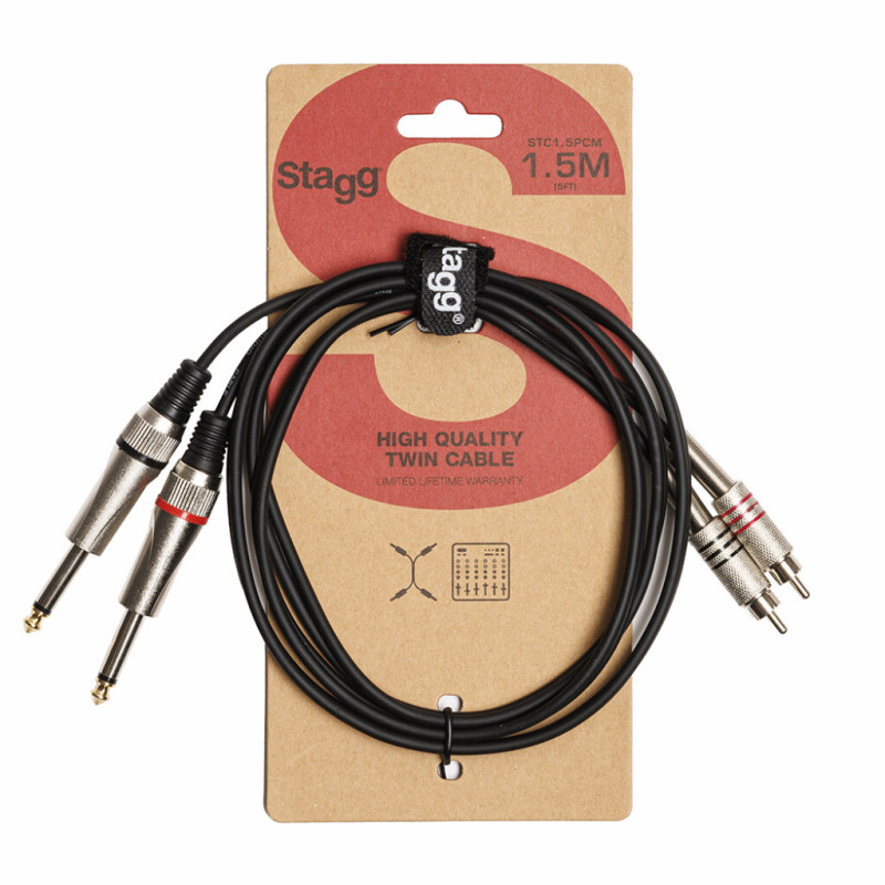 STAGG N STC1,5PCM Подвійний кабель 2xjack – 2xRCA, 1,5 м