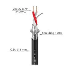 Кабель DMX Roxtone DMX022, 2х0.22 кв. мм, вн. диаметр 5,8 мм, 100 м
