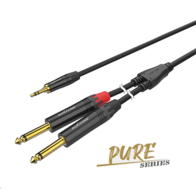 Готовий аудіокабель Roxtone PACC280L2, 1x3.5 мм stereo - 2x6.3 мм mono, 2 м