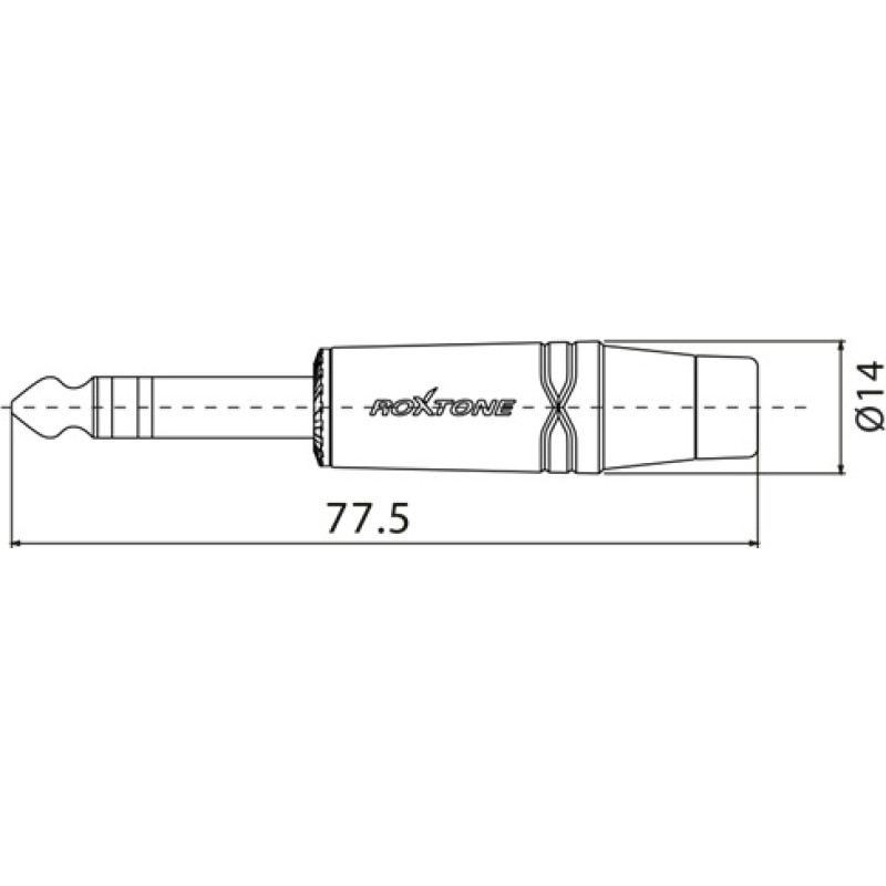 Разъем Roxtone RJ3PP-BK-NN Jack 6.3mm (stereo)