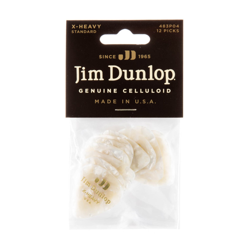 DUNLOP CELLULOID WHITE PEARLOID PICK EXTRA HEAVY Медіатори