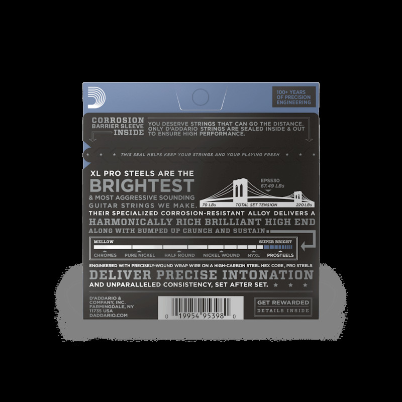 D‘ADDARIO EPS530 XL PROSTEELS EXTRA SUPER LIGHT (08-38) Струни для бас-гітари