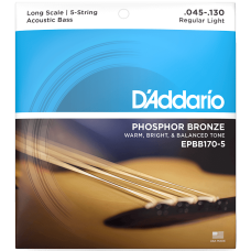 D‘ADDARIO EPBB170-5 ACOUSTIC BASS PHOSPHOR BRONZE LIGHT 5-STRING (45-130) Струни для акустичної бас-гітари