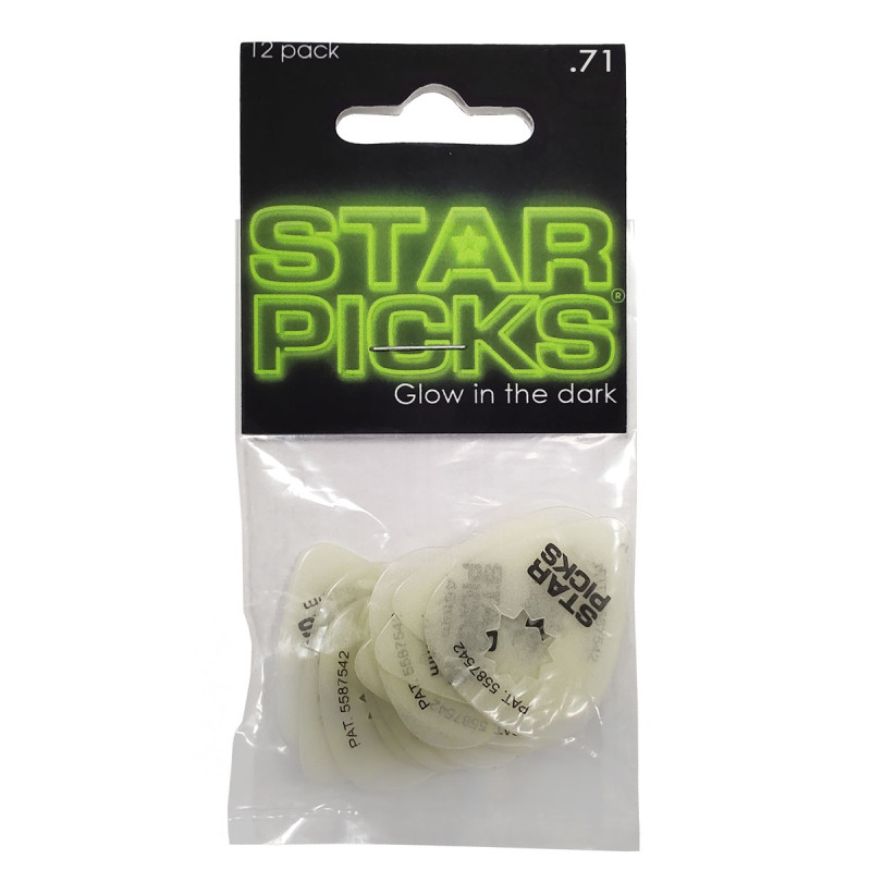 EVERLY GLOW IN THE DARK STAR PICK MEDIUM .71mm (12-PACK)