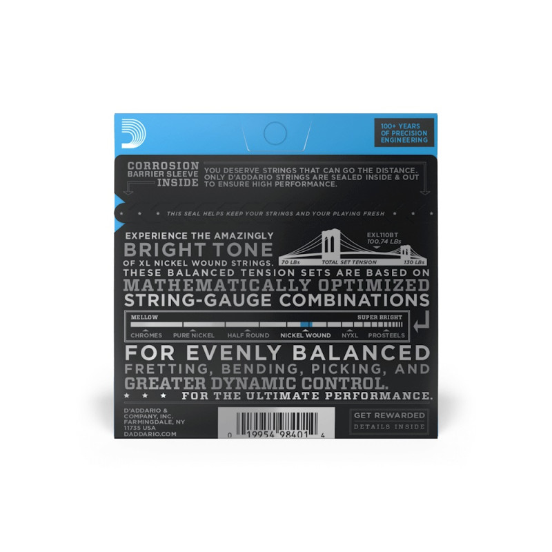 D‘ADDARIO EXL110BT XL NICKEL WOUND BALANCED TENSION REGULAR LIGHT (10-46) Струни для електрогітари