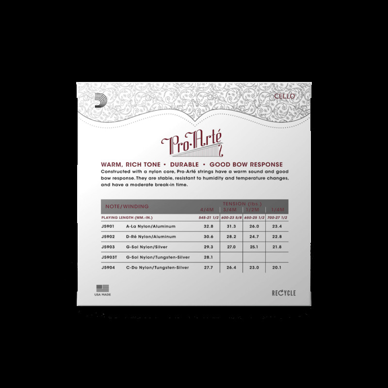 D'ADDARIO J59 4/4M Струны для виолончели
