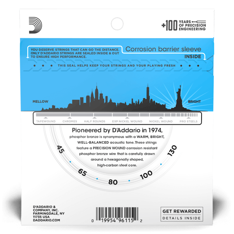 D‘ADDARIO EPBB170-5 ACOUSTIC BASS PHOSPHOR BRONZE LIGHT 5-STRING (45-130) Струни для акустичної бас-гітари