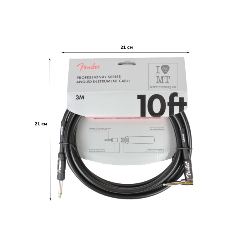 FENDER CABLE PROFESSIONAL SERIES 10' ANGLED BLACK Кабель инструментальный