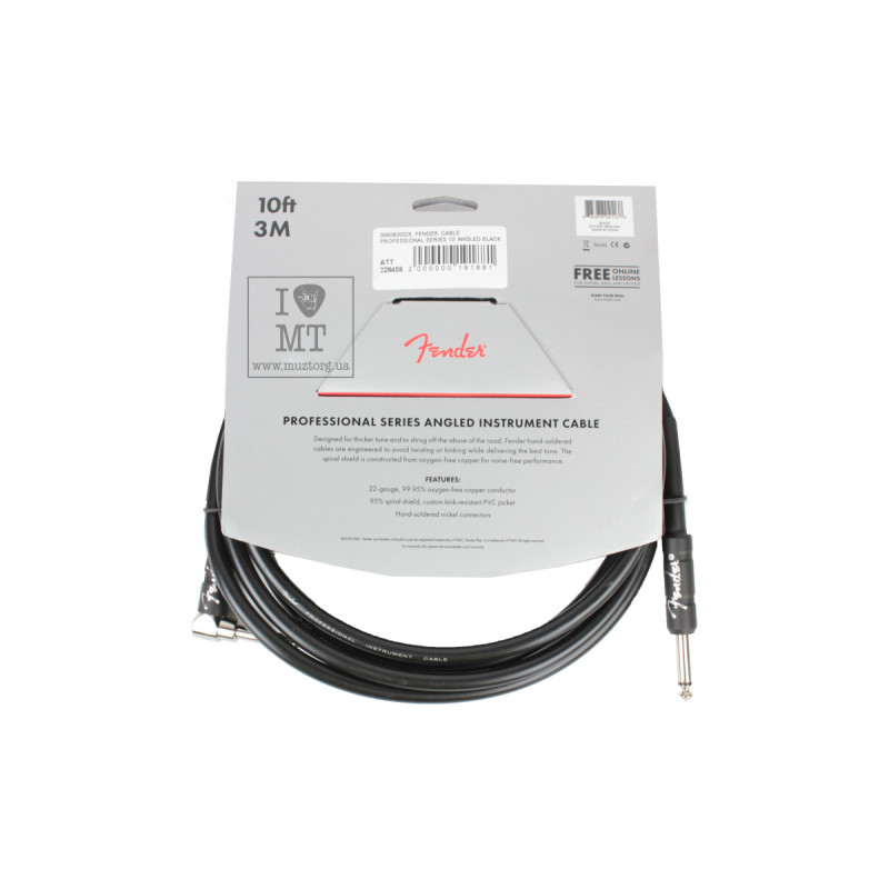 FENDER CABLE PROFESSIONAL SERIES 10' ANGLED BLACK Кабель инструментальный