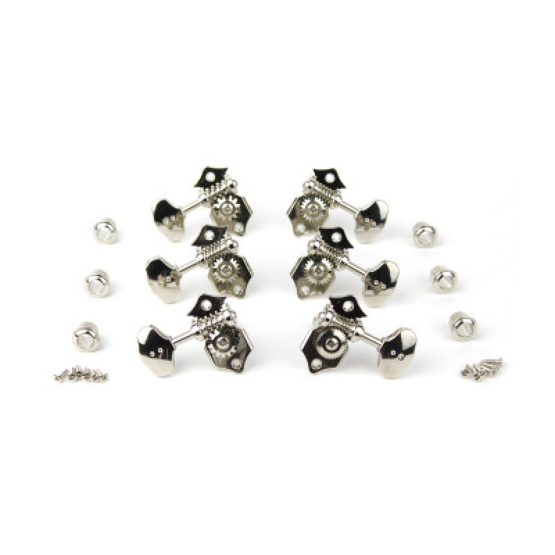 Кілки для гітари GRAPH TECH PRN-3422-N0 Acoustic 3+3 Butterbean Button Nickel