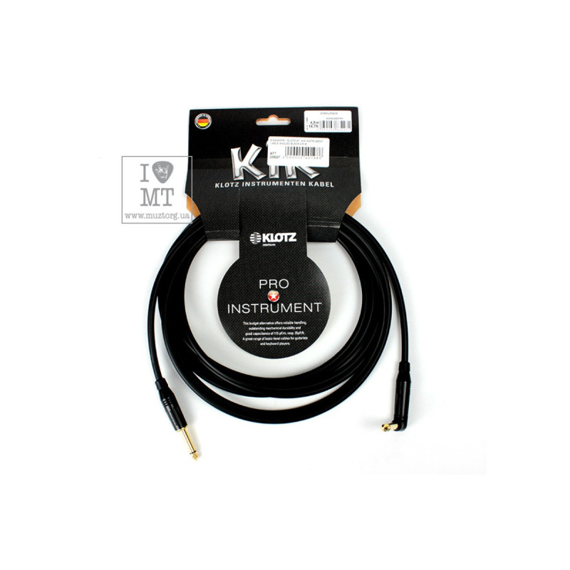 KLOTZ KIK INSTRUMENT CABLE ANGLED BLACK 4.5 M Кабель інструментальний