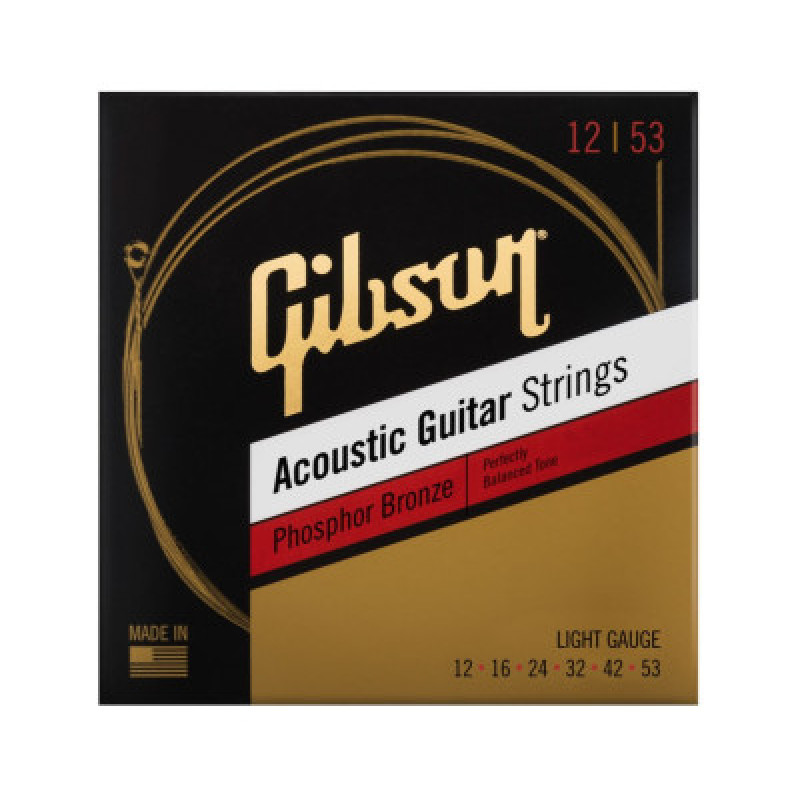 Струни для акустичних гітар GIBSON SAG-PB12 PHOSPHOR BRONZE ACOUSTIC GUITAR STRINGS 12-53 LIGHT