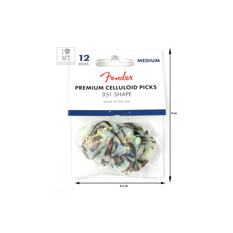 FENDER 351 PREMIUM CELLULOID ABALONE MEDIUM Набір медіаторів