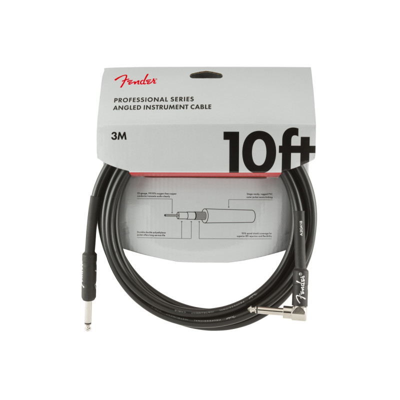 FENDER CABLE PROFESSIONAL SERIES 10' ANGLED BLACK Кабель инструментальный