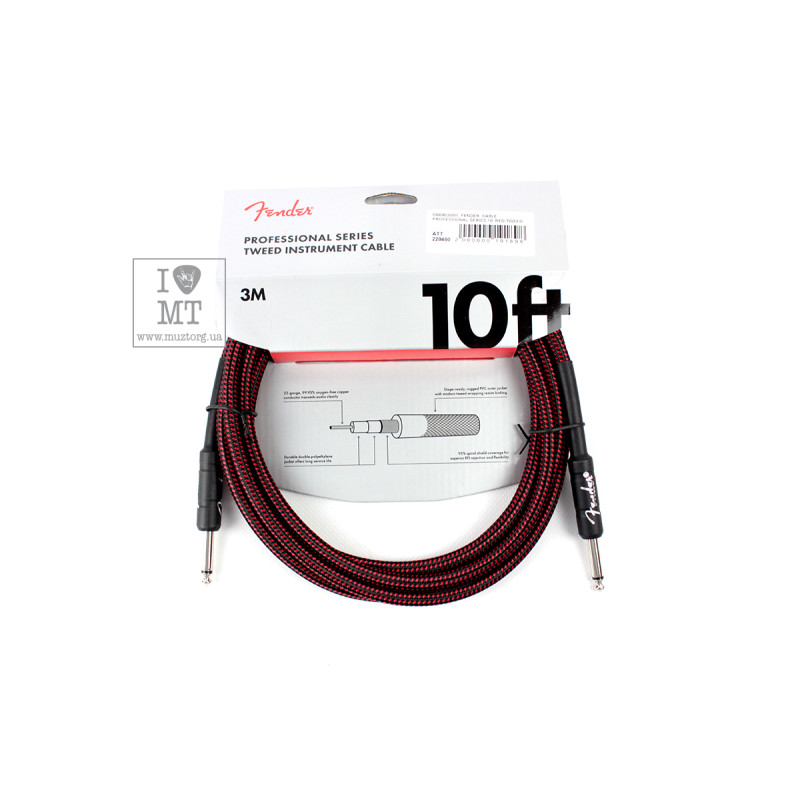 FENDER CABLE PROFESSIONAL SERIES 10' RED TWEED Кабель інструментальний