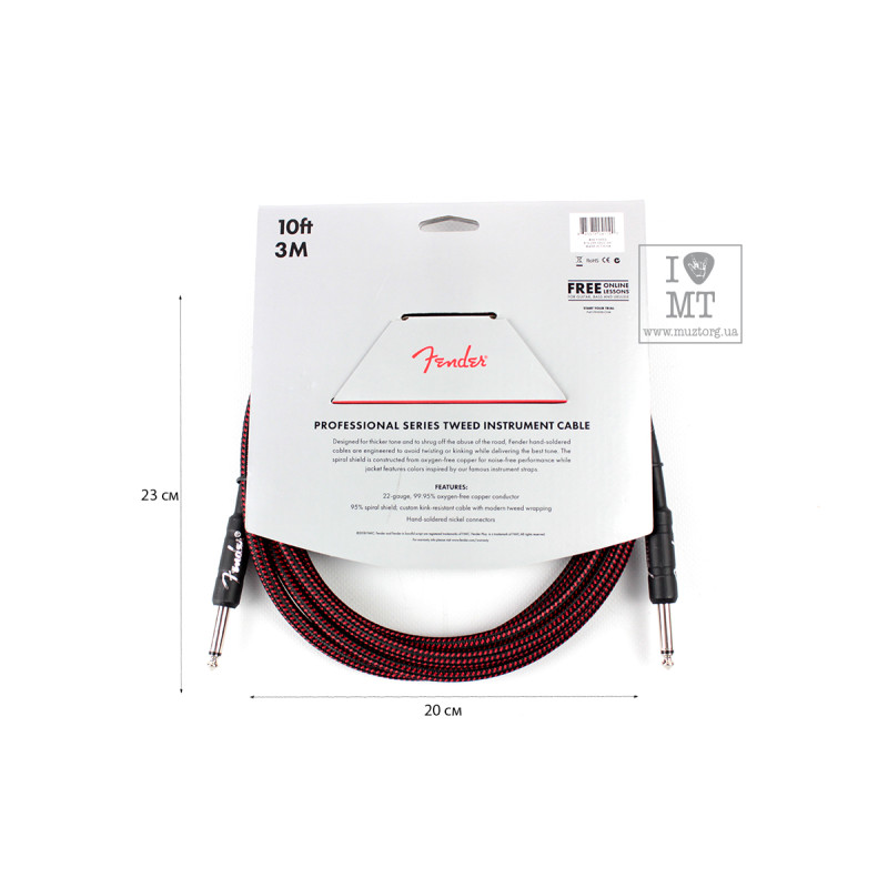 FENDER CABLE PROFESSIONAL SERIES 10' RED TWEED Кабель інструментальний