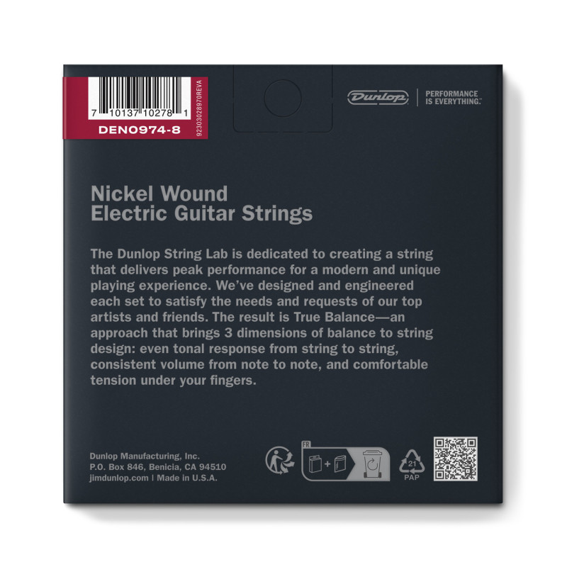 DUNLOP DEN09748 NICKEL WOUND ELECTRIC GUITAR STRINGS 09-74 | 8-STRING Струни для електрогітари