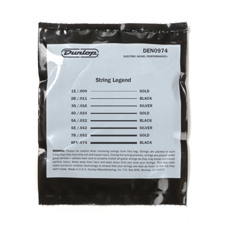 DUNLOP DEN09748 NICKEL WOUND ELECTRIC GUITAR STRINGS 09-74 | 8-STRING Струни для електрогітари