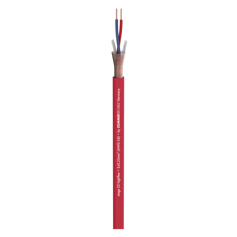 SOMMER CABLE 200-0003 Microphone Cable Stage 22 Highflex; 2 x 0,22 mm²; PVC Ø 6,40 mm; red