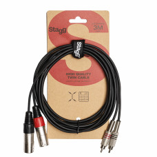 STAGG N STC3CMXM Двойной кабель 2xRCA – 2xXLR «папа», 3 м