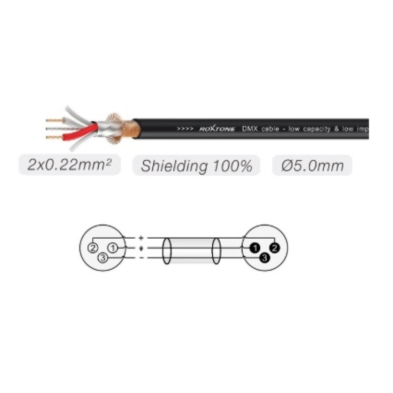 Готовий DMX кабель Roxtone SDXX100L3, XLR 3-pin female - XLR 3-pin male, 3 м