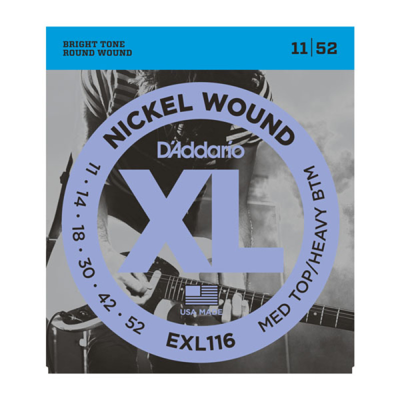 D’ADDARIO EXL116 XL NICKEL WOUND MEDIUM TOP/HEAVY BOTTOM (11-52) Струны для электрогитары
