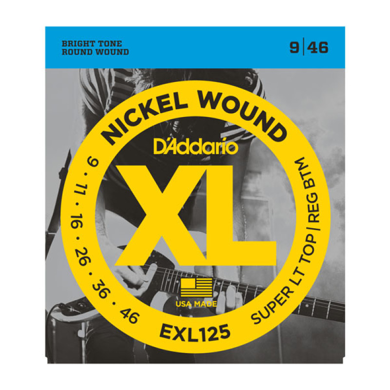 D’ADDARIO EXL125 XL NICKEL WOUND SUPER LIGHT TOP/REGULAR BOTTOM (09-46) Струны для электрогитары