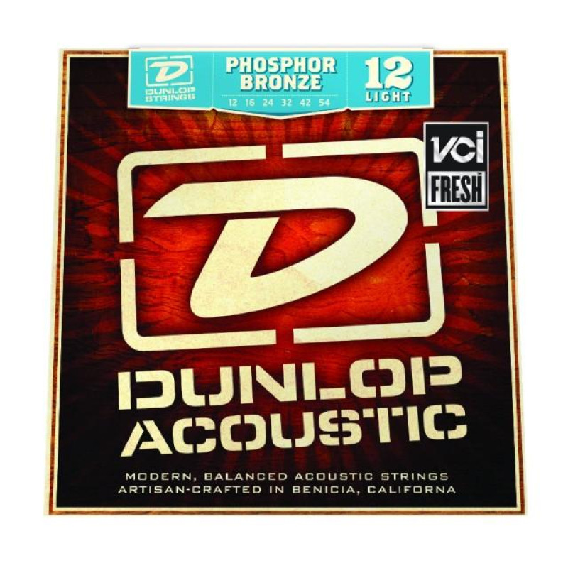 DUNLOP DAP1254 PHOSPHOR BRONZE ACOUSTIC GUITAR STRINGS (12-54) Струны для акустической гитары
