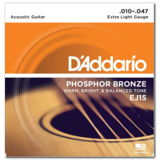 D'ADDARIO EJ15 PHOSPHOR BRONZE EXTRA LIGHT (10-47) Струни для акустичної гітари