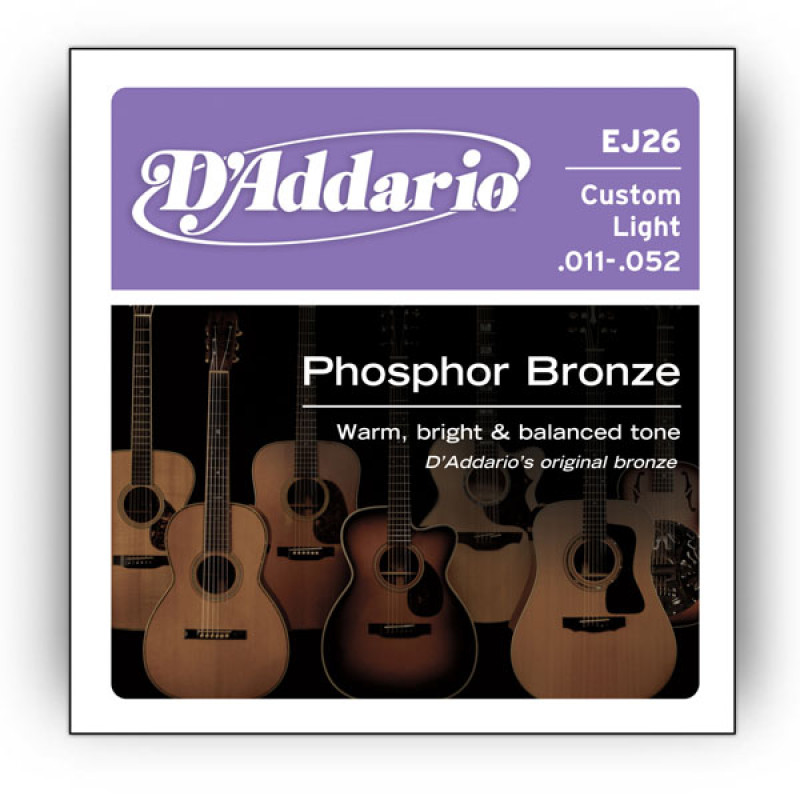 D’ADDARIO EJ26 PHOSPHOR BRONZE CUSTOM LIGHT (11-52) Струны для акустической гитары