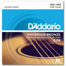 D'ADDARIO EJ16 PHOSPHOR BRONZE REGULAR LIGHT (12-53) Струни для акустичної гітари