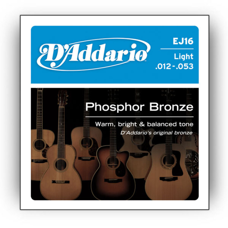 D'ADDARIO EJ16 PHOSPHOR BRONZE REGULAR LIGHT (12-53) Струни для акустичної гітари
