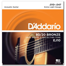 D'ADDARIO EJ10 80/20 BRONZE EXTRA LIGHT (10-47) Струни для акустичної гітари